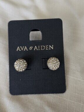 Ava & Aiden Gold Pave Crystal Dome Stud Earrings